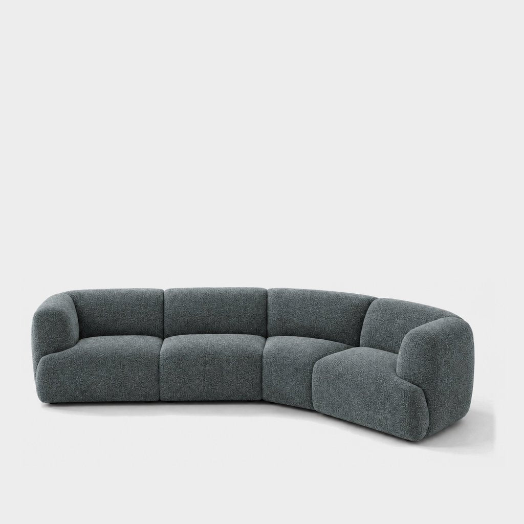 Petra curved modular sofa in 2738 Sea 7F63, teal grey chenille
