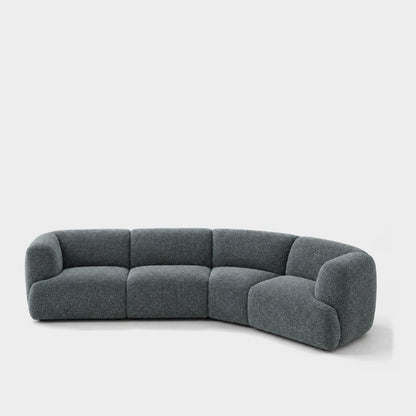Petra curved modular sofa in 2738 Sea 7F63, teal grey chenille