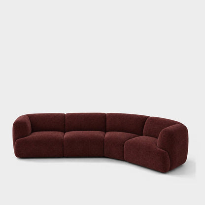 Petra curved modular sofa in 2738 Wine 7F62, wine red chenille