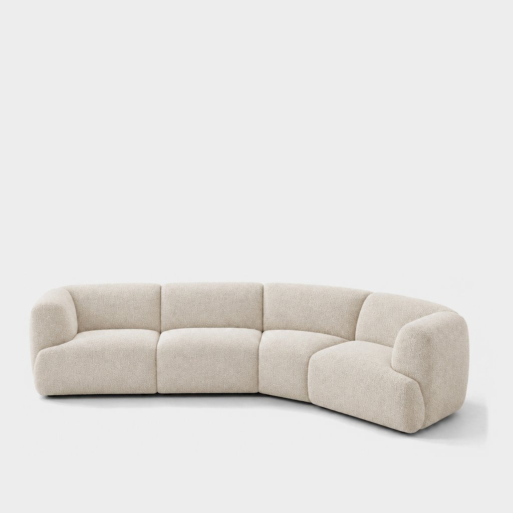 Petra curved modular sofa in Antwerp Cream 80C1, cream boucle