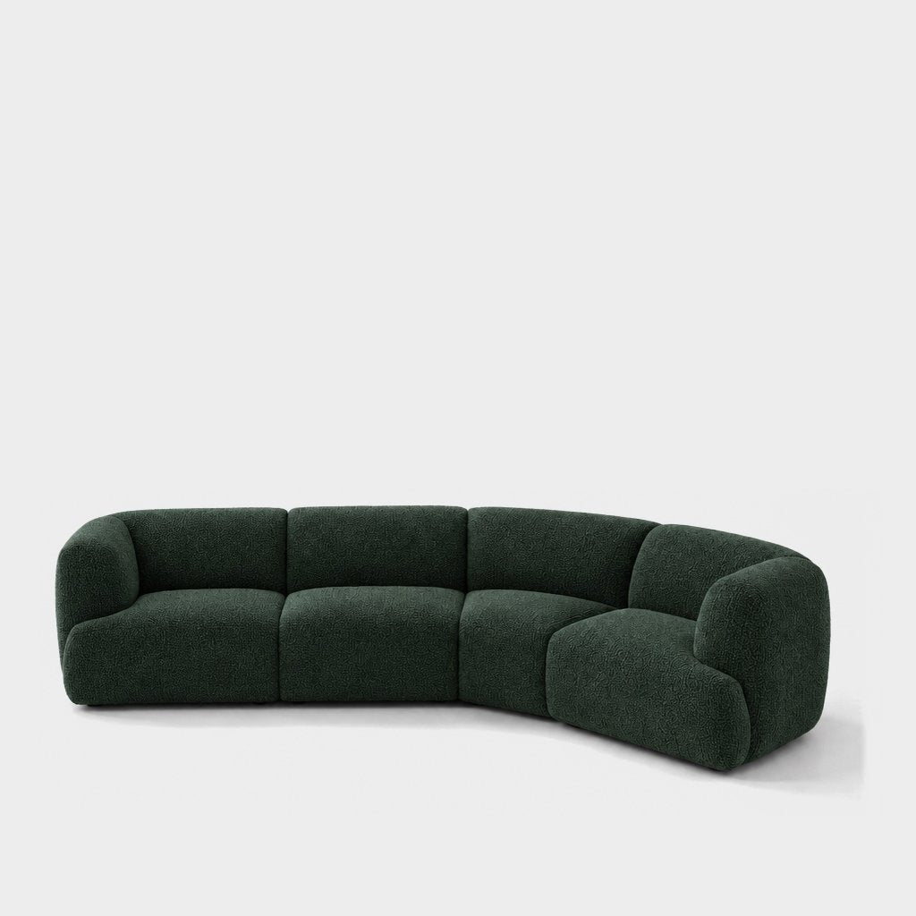 Petra curved modular sofa in Antwerp Forest Green 80C8, forest green boucle