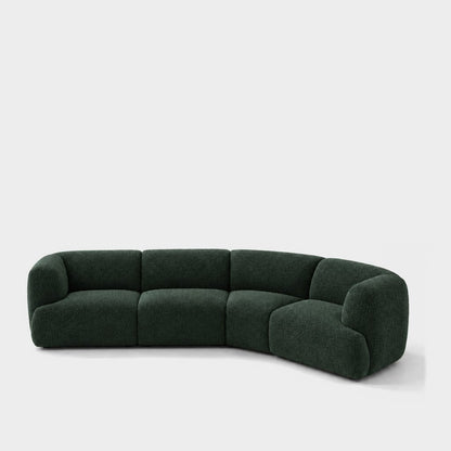 Petra curved modular sofa in Antwerp Forest Green 80C8, forest green boucle