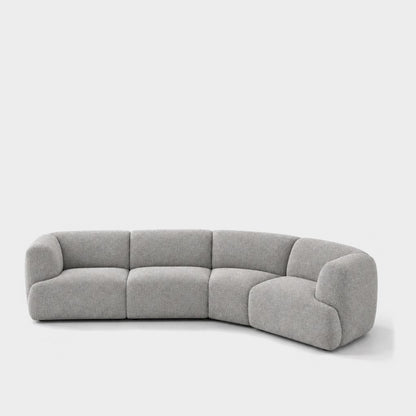Petra curved modular sofa in Antwerp Silver 80CB, light grey boucle