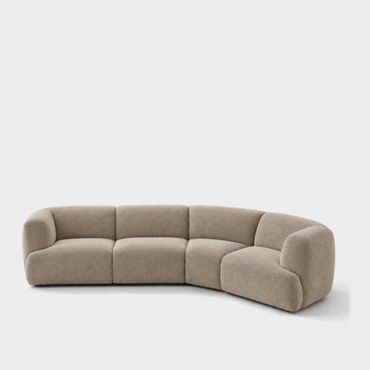 Petra curved modular sofa in Azures Khaki 6L85, beige chenille