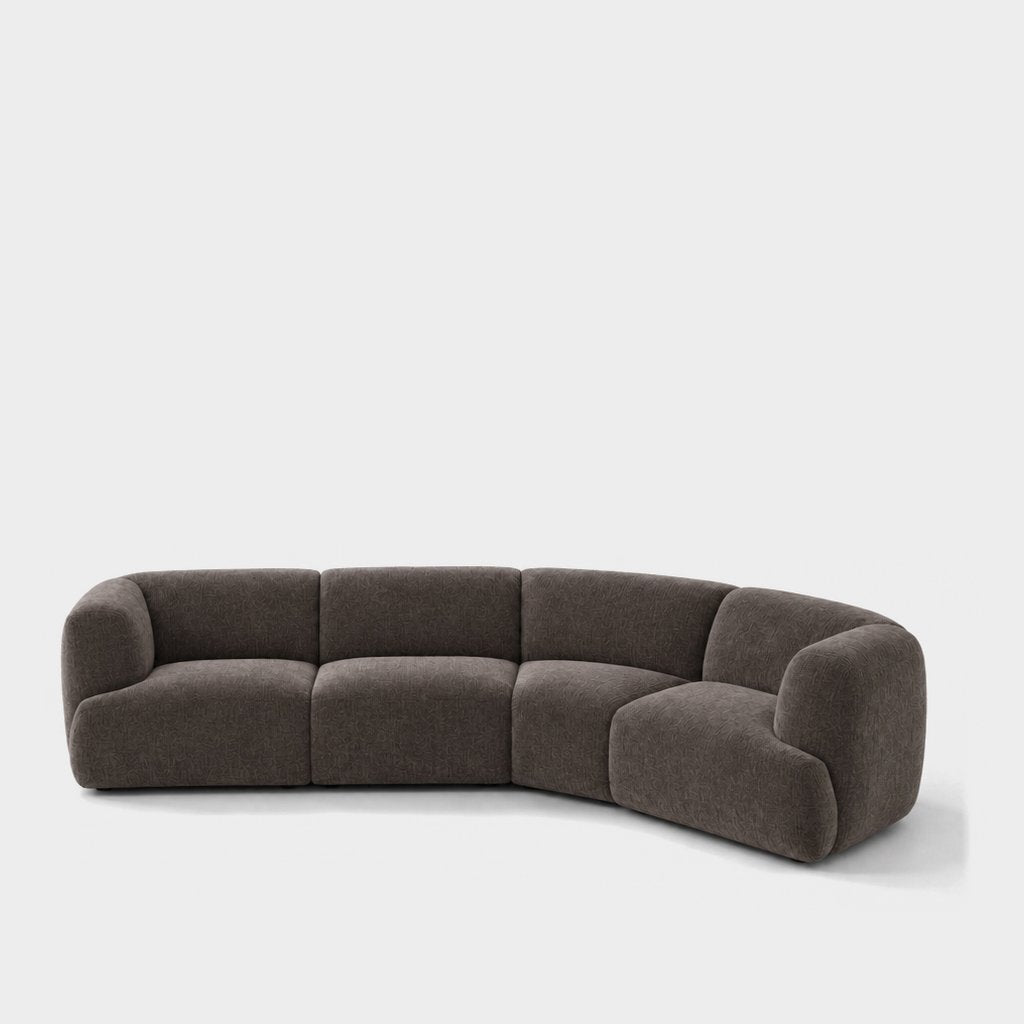 Petra curved modular sofa in Azures Nickle 6L8B, charcoal grey chenille