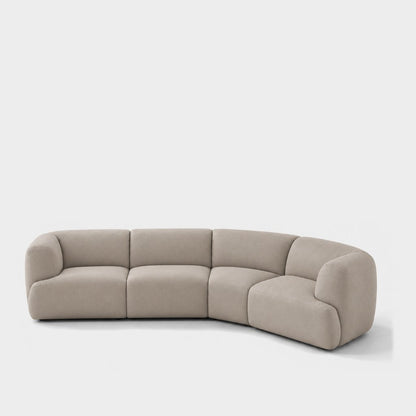 Petra curved modular sofa in Blake Beige 7211, beige PU vegan leather
