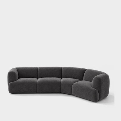 Petra curved modular sofa in Cheers Charcoal 7A03, charcoal grey chenille