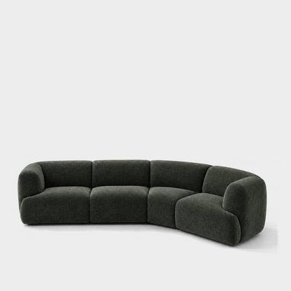 Petra curved modular sofa in Cheers Ivy 7A02, dark green chenille
