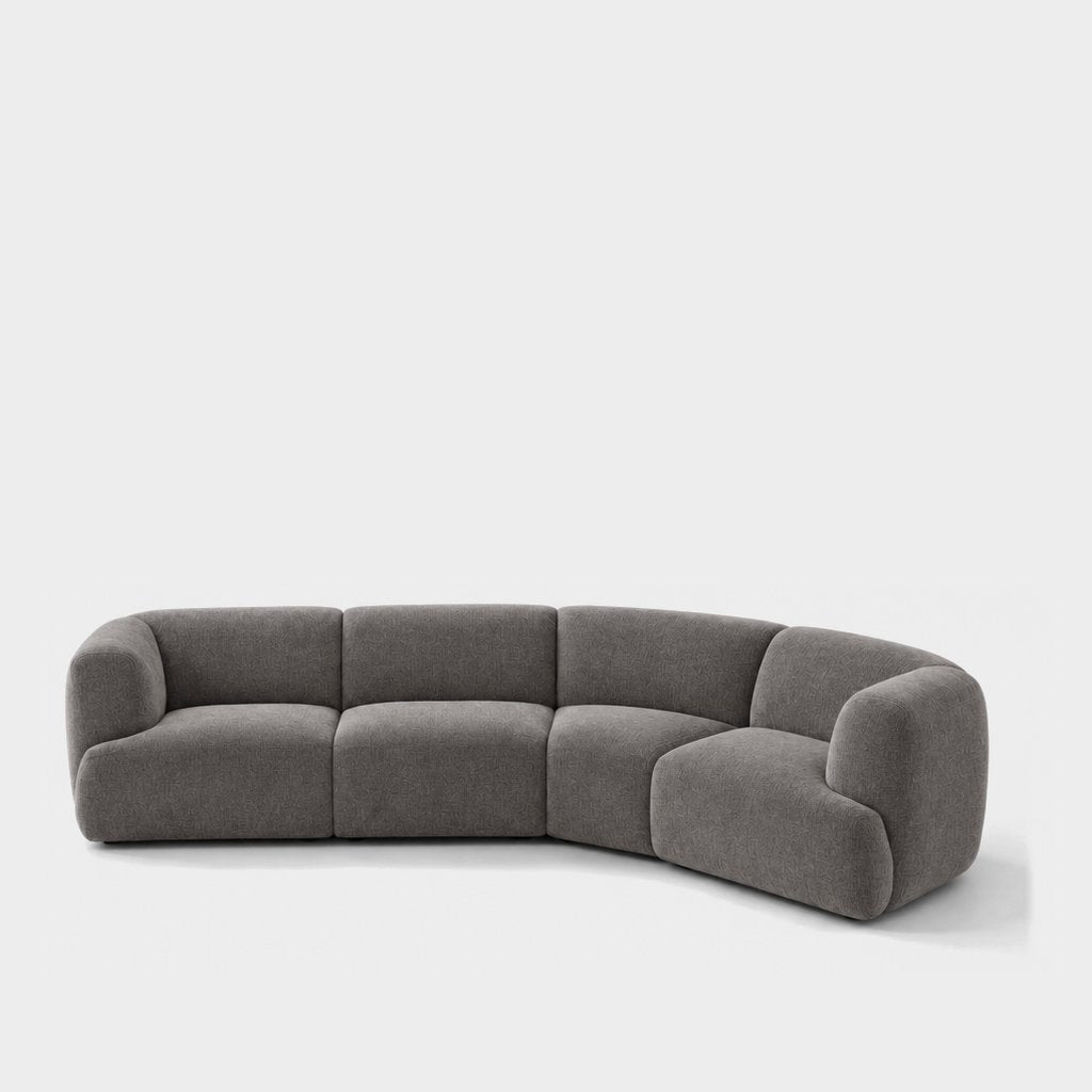Petra curved modular sofa in Danny A Graphite 6EQL, graphite grey chenille