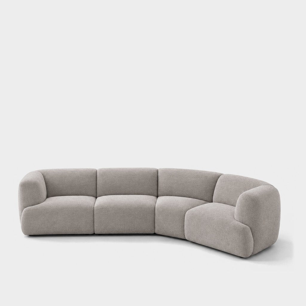 Petra curved modular sofa in Danny A Mist 6EQB, light grey chenille