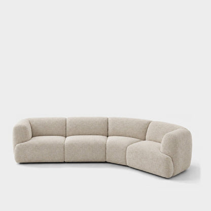 Petra curved modular sofa in Field Natural 8214, off-white linen