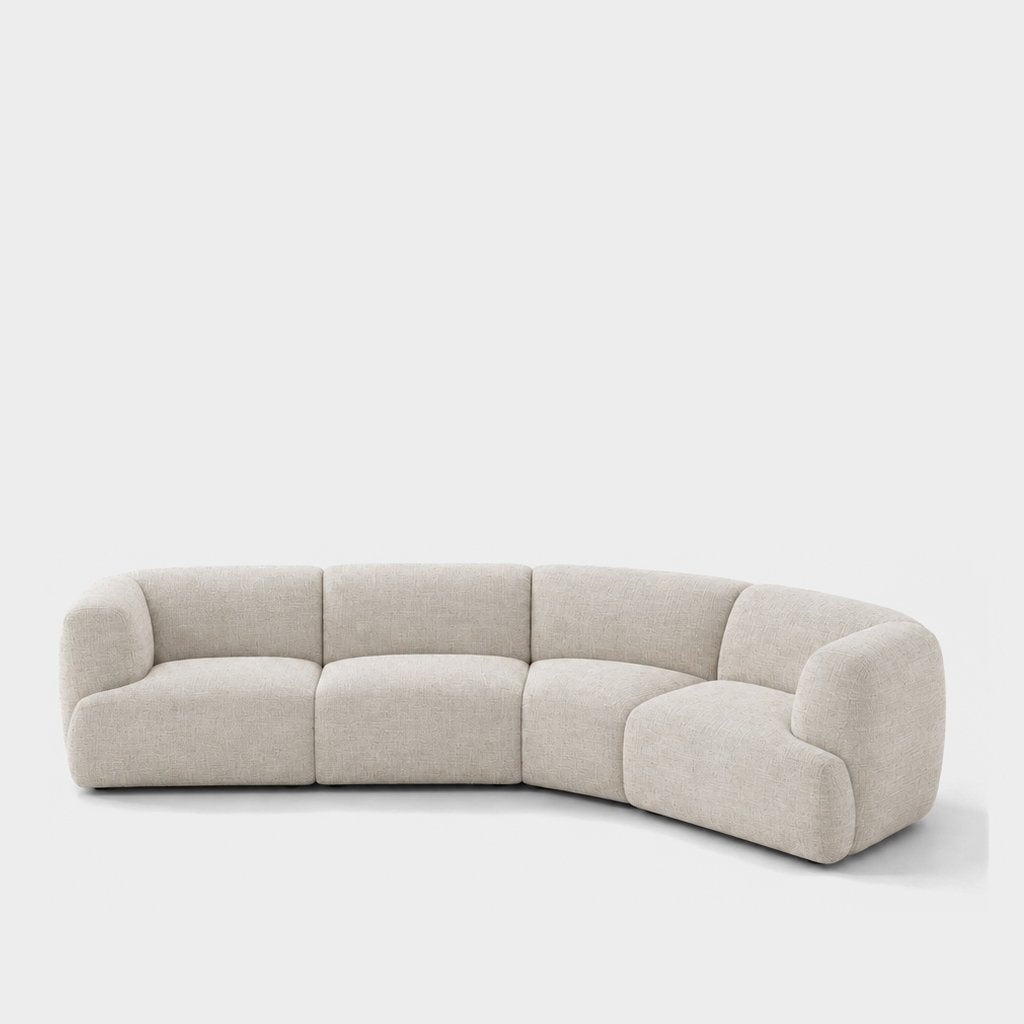 Petra curved modular sofa in Field Shell 8211, off-white linen