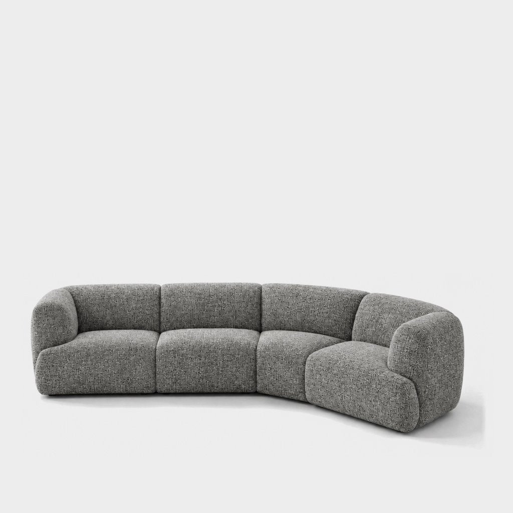 Petra curved modular sofa in Field Slate 8212, slate grey linen