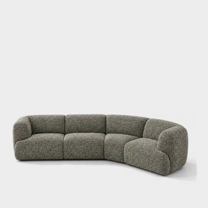 Petra curved modular sofa in Field Turtle 821A, moss green linen