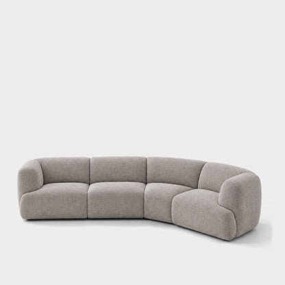 Petra curved modular sofa in Fig Silver 82W2, silver grey chenille