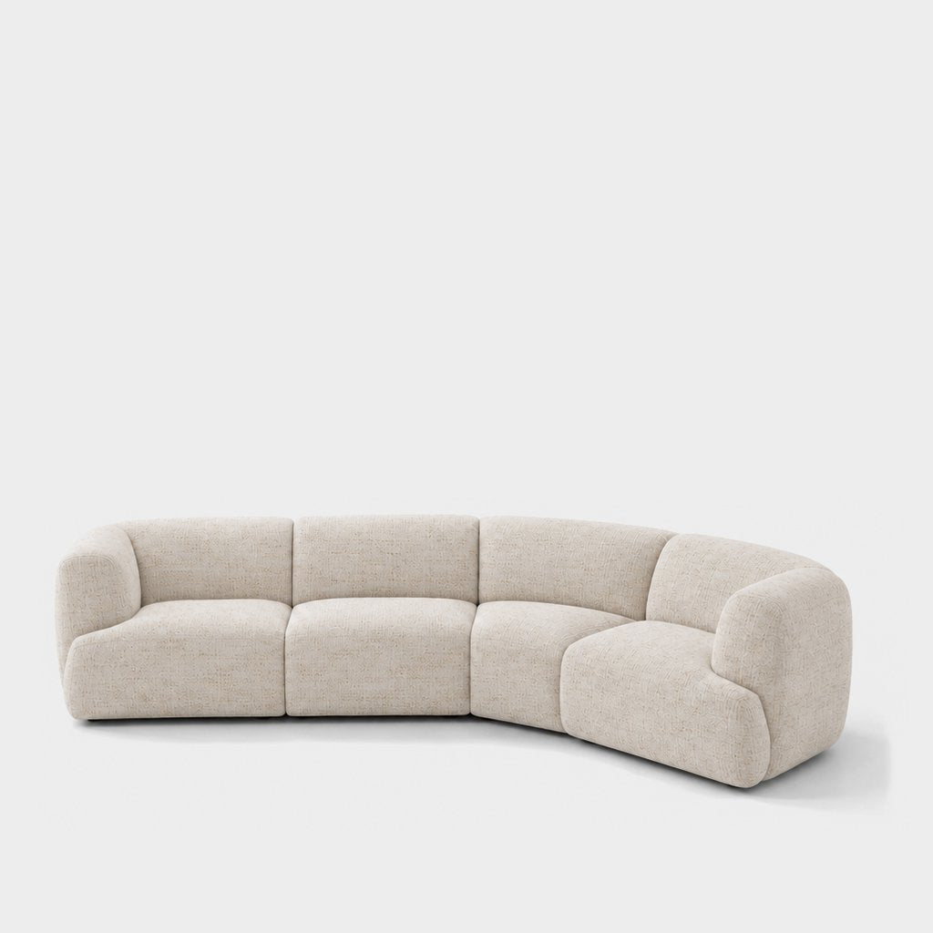 Petra curved modular sofa in Glowy Cream 81N1, cream linen
