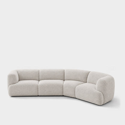 Petra curved modular sofa in Judy Pearl 7A71, off-white chenille