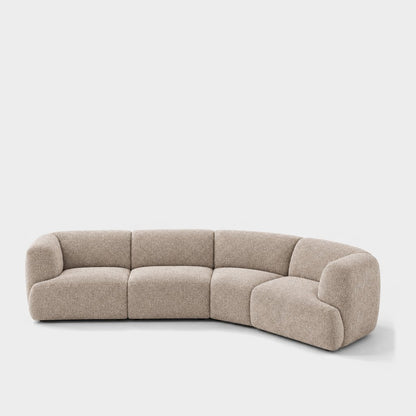 Petra curved modular sofa in Judy Shell 7A73, light beige chenille