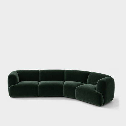 Petra curved modular sofa in Meg Forest Green 6D6W, forest green velvet
