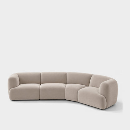Petra curved modular sofa in Meg Shell 6D67, ivory velvet