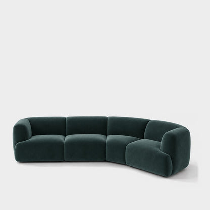 Petra curved modular sofa in Meg Teal 6D6C, dark teal velvet