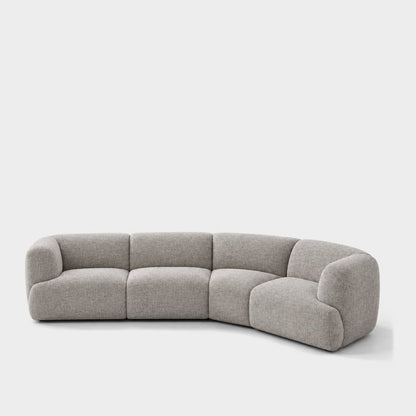 Petra curved modular sofa in Noha Mist 82Y1, light grey linen
