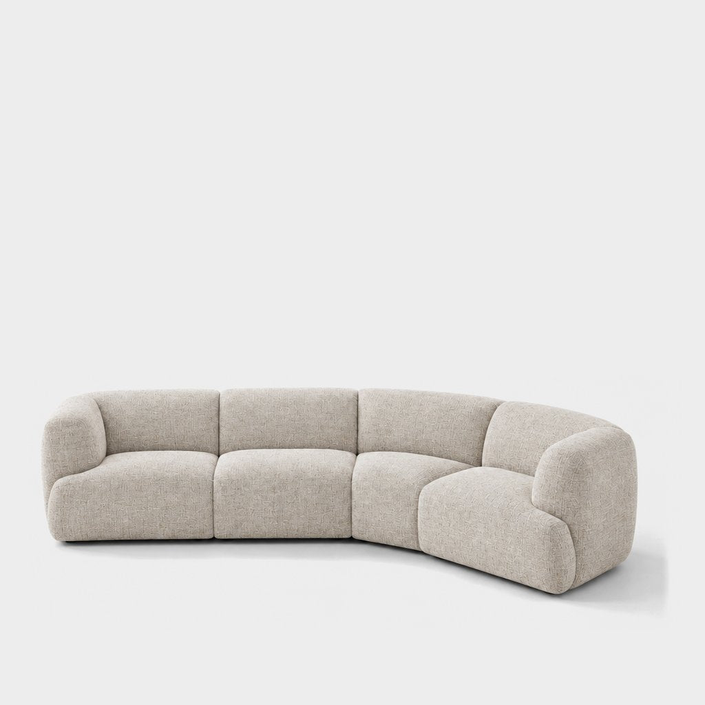 Petra curved modular sofa in Noha Natural 82Y3, natural beige linen