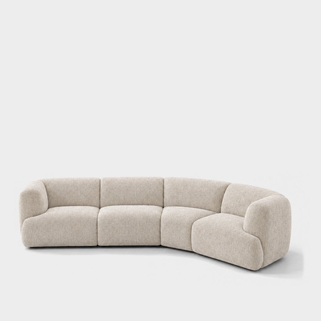 Petra curved modular sofa in Petra Cream 8063, cream chenille