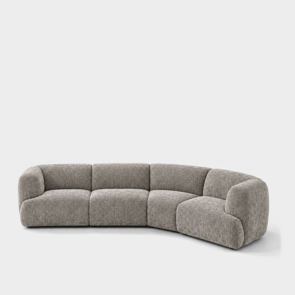 Petra curved modular sofa in Petra Nickle 8065, grey chenille