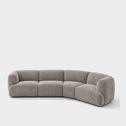 Petra curved modular sofa in Petra Nickle 8065, grey chenille