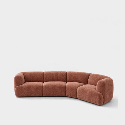 Petra curved modular sofa in Petra Rosey 8061, dusty rose pink chenille