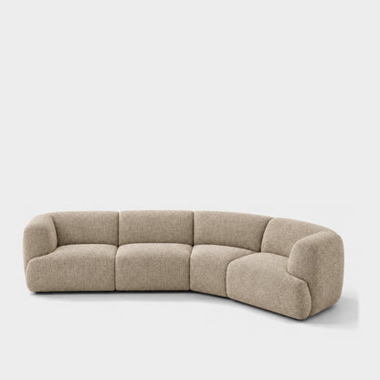 Petra curved modular sofa in Rhythm Beige 81R5, beige boucle