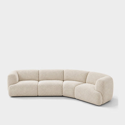 Petra curved modular sofa in Rhythm Ecru 81R1, ecru boucle