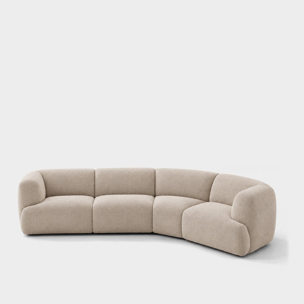 Petra curved modular sofa in Top Shell 81G1, off-white chenille