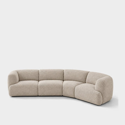 Petra curved modular sofa in Vista Bone 81H2, bone beige boucle