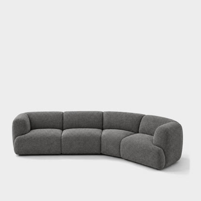Petra curved modular sofa in Vista Charcoal 81HB, charcoal grey boucle