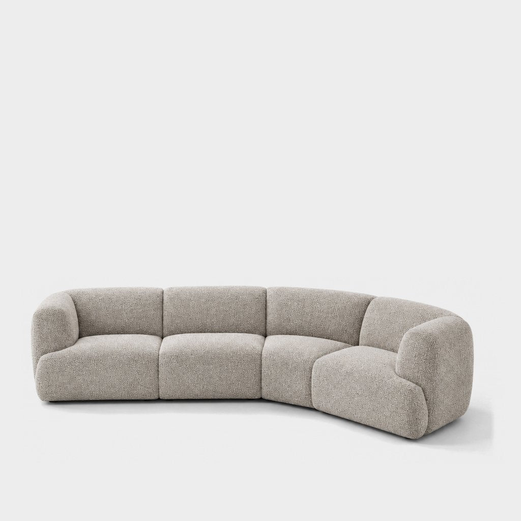 Petra curved modular sofa in Vista Oat 81H5, oatmeal boucle