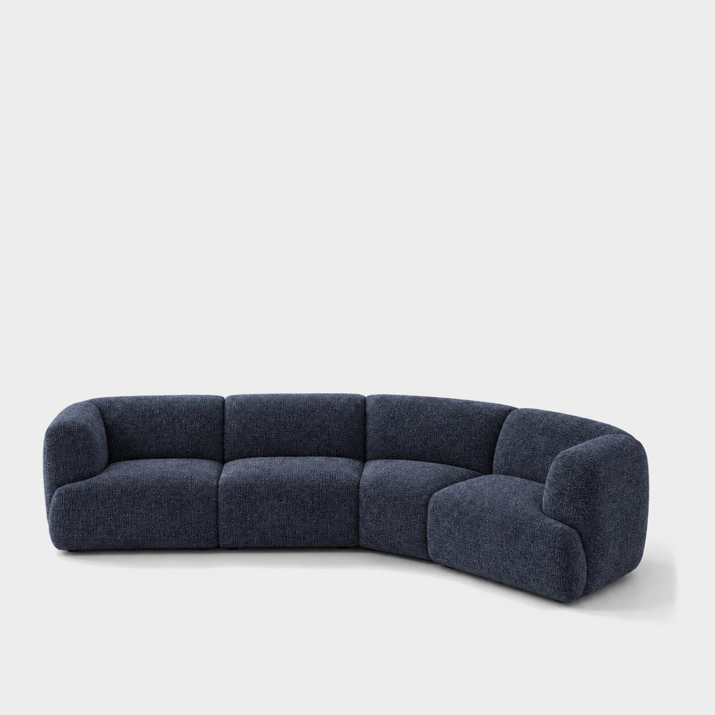 Petra curved modular sofa in Wandy Indigo 8081, navy blue chenille