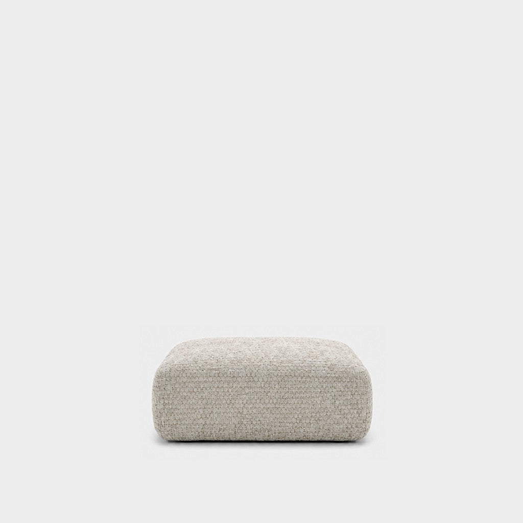 Petra footstool ottoman in A3609 Whisper White 7F41, off-white chenille