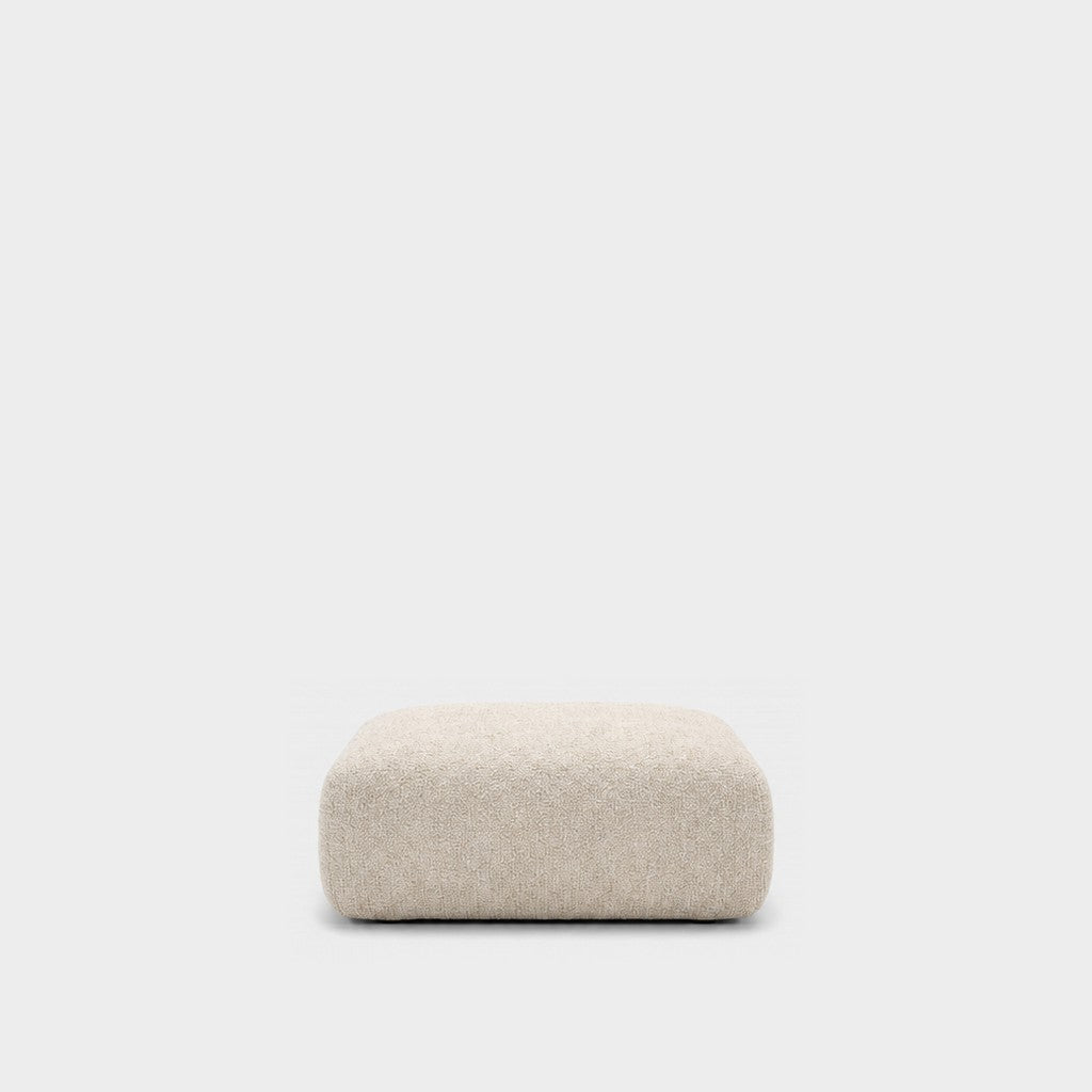 Petra footstool ottoman in Amisha Shell 6JS4, light beige boucle