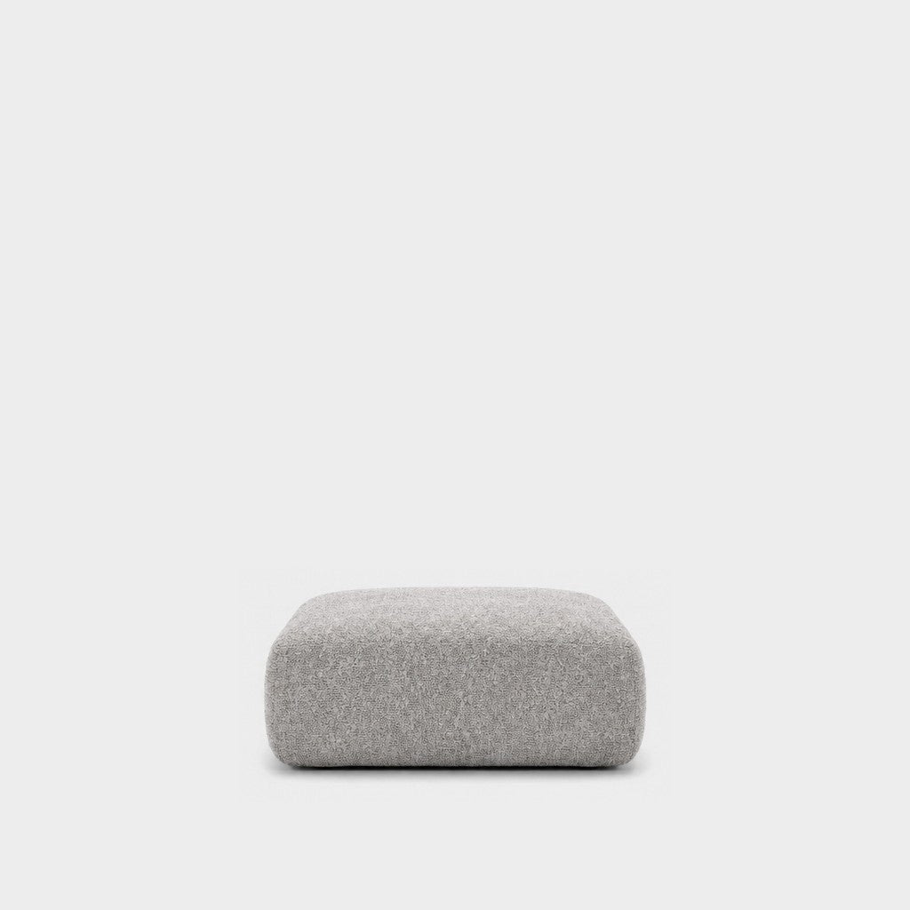 Petra footstool ottoman in Antwerp Silver 80CB, light grey boucle
