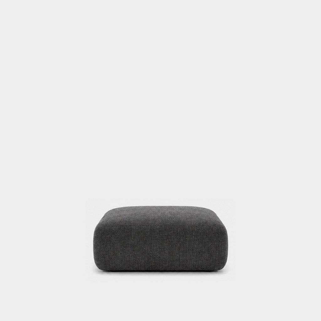 Petra footstool ottoman in Cheers Charcoal 7A03, charcoal grey chenille