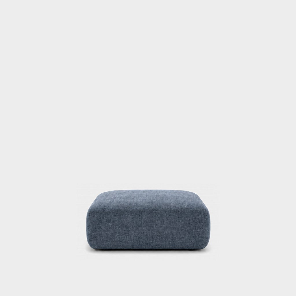 Petra footstool ottoman in Cheers Ocean Blue 7A05, dusty blue chenille