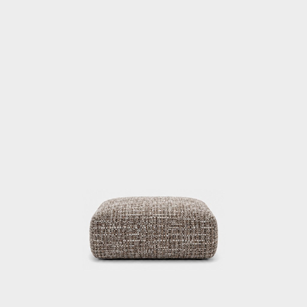 Petra footstool ottoman in Field Bisque 821B, mottled taupe linen