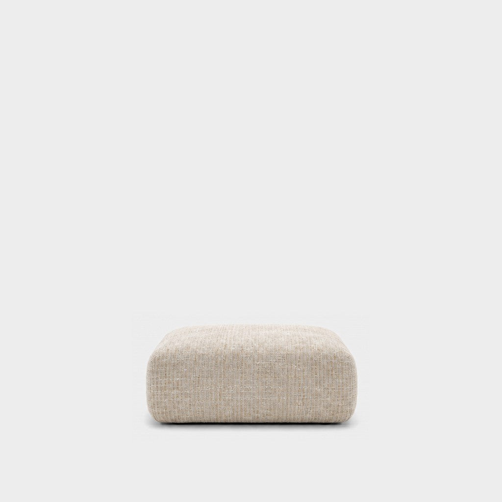 Petra footstool ottoman in Field Natural 8214, off-white linen