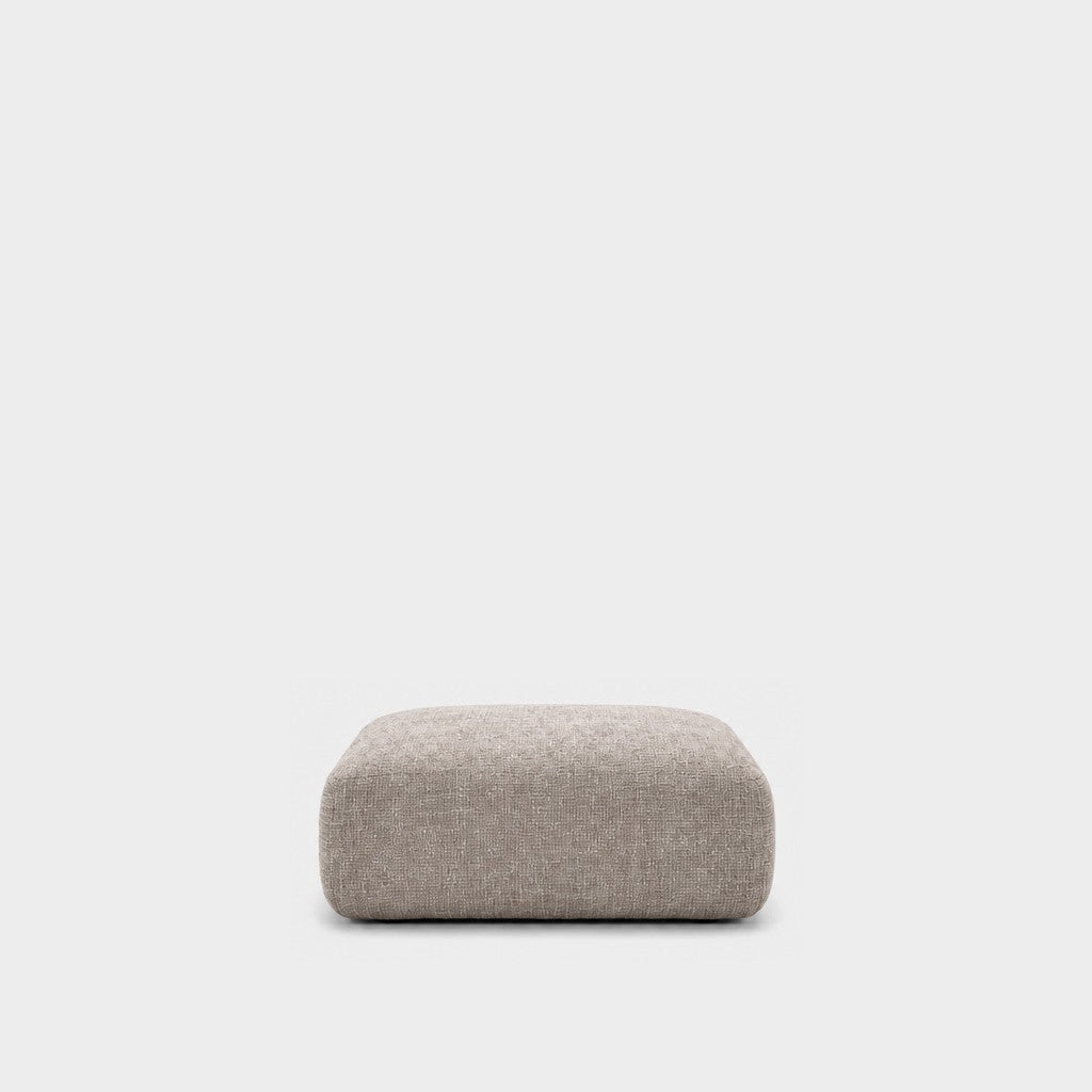 Petra footstool ottoman in Fig Cobbestone 82W1, warm grey chenille