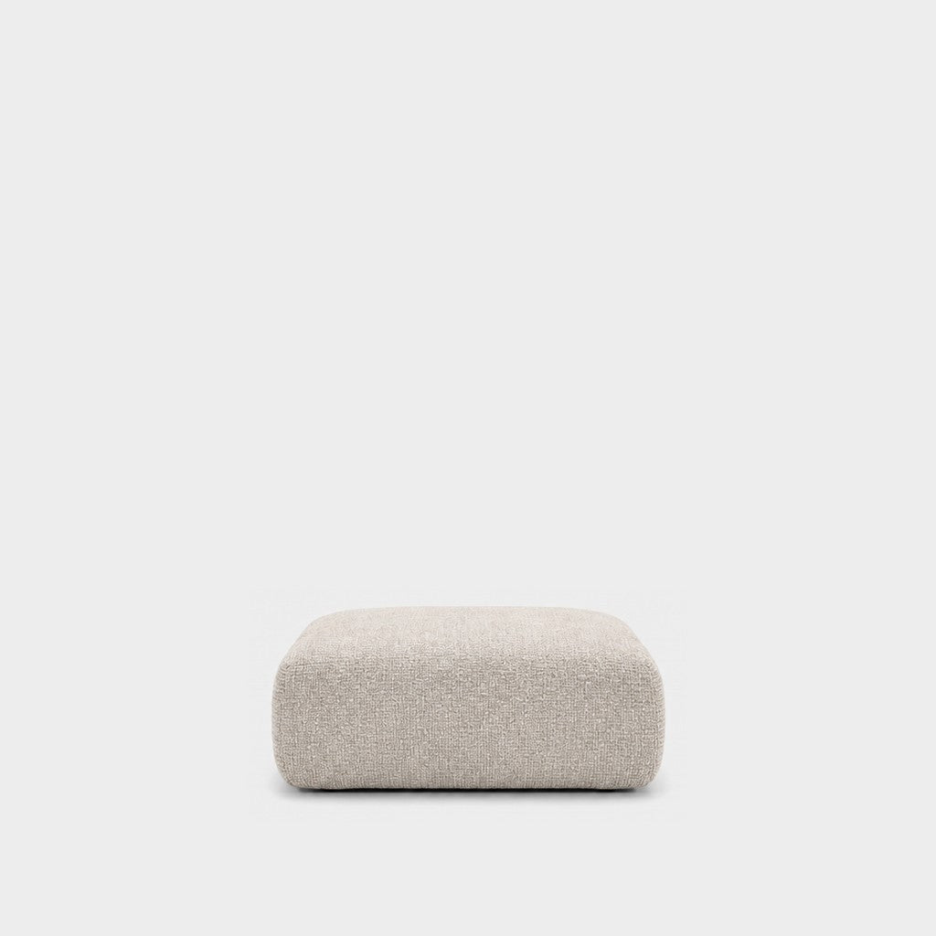 Petra footstool ottoman in Fig Sandshell 82W3, off-white chenille