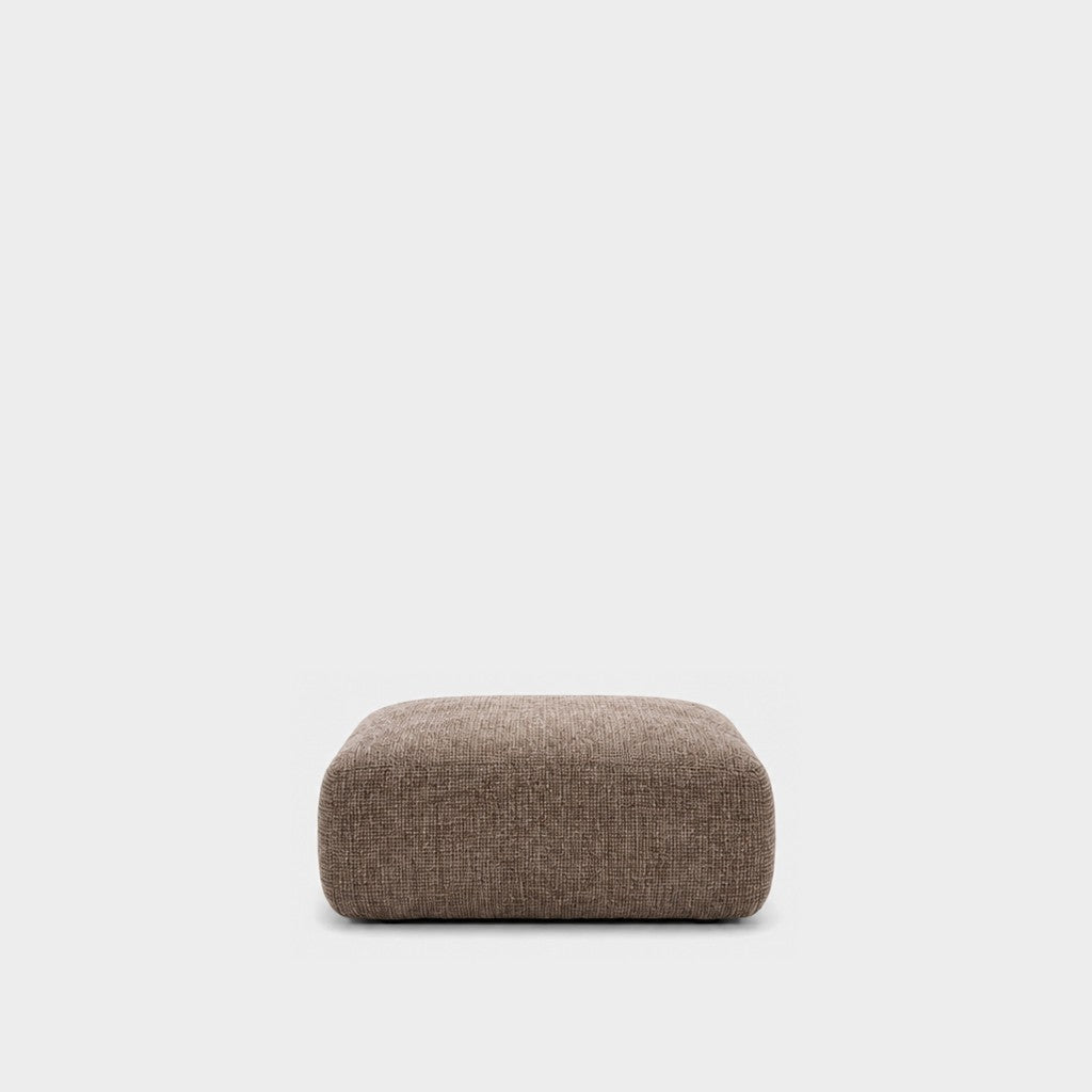 Petra footstool ottoman in Joyce Taupe 8071, taupe brown chenille