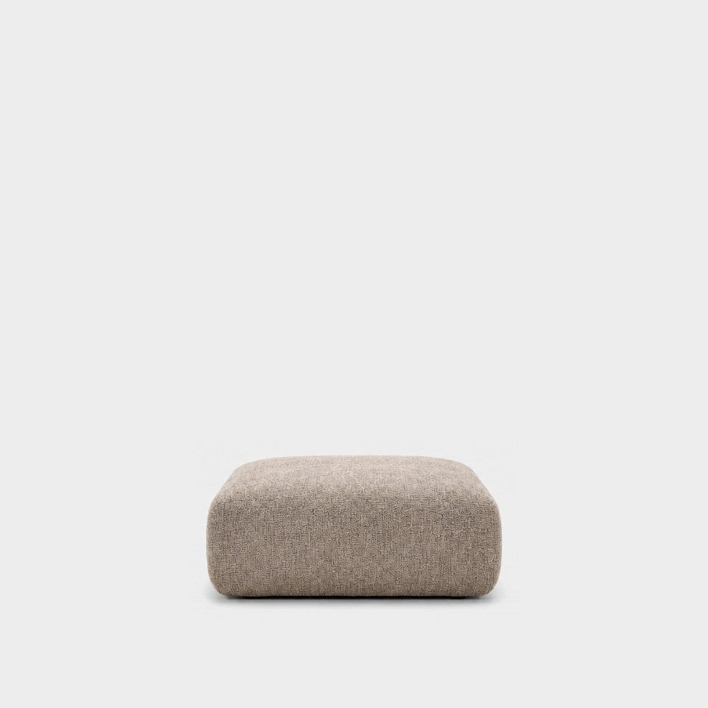 Petra footstool ottoman in Judy Sand 7A74, sand beige chenille