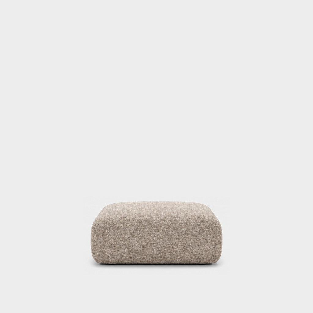 Petra footstool ottoman in Judy Shell 7A73, light beige chenille